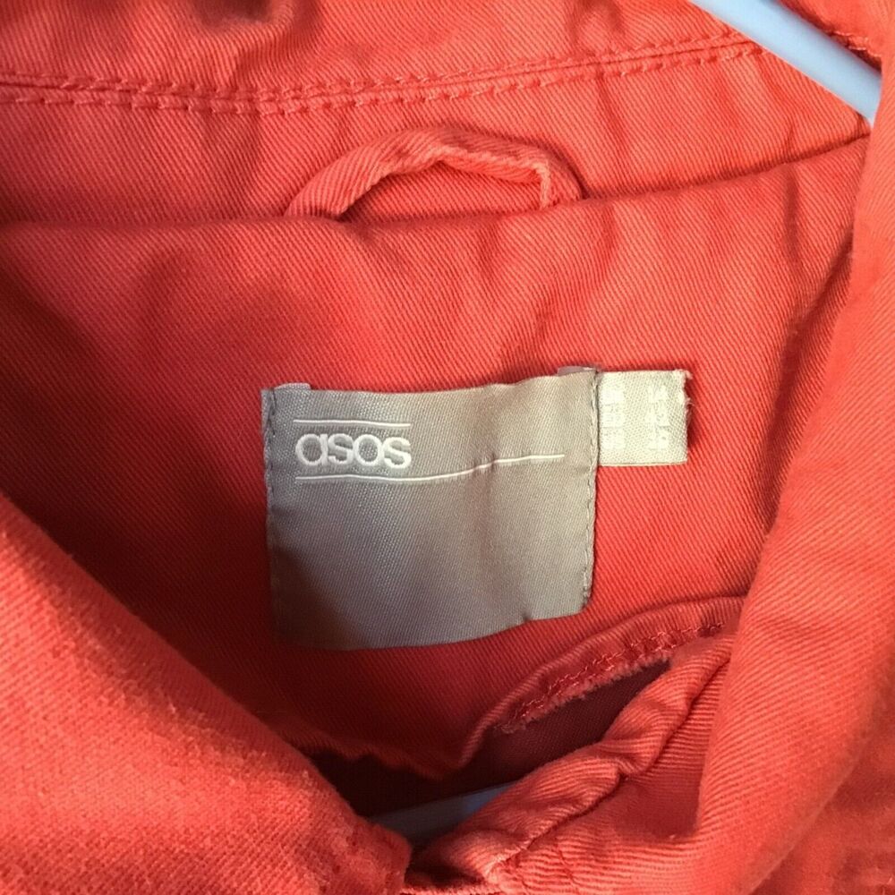ASOS Orange Denim Jacket Size 10 Utility Military Style Vanilla Gorpcore - Picture 7 of 12